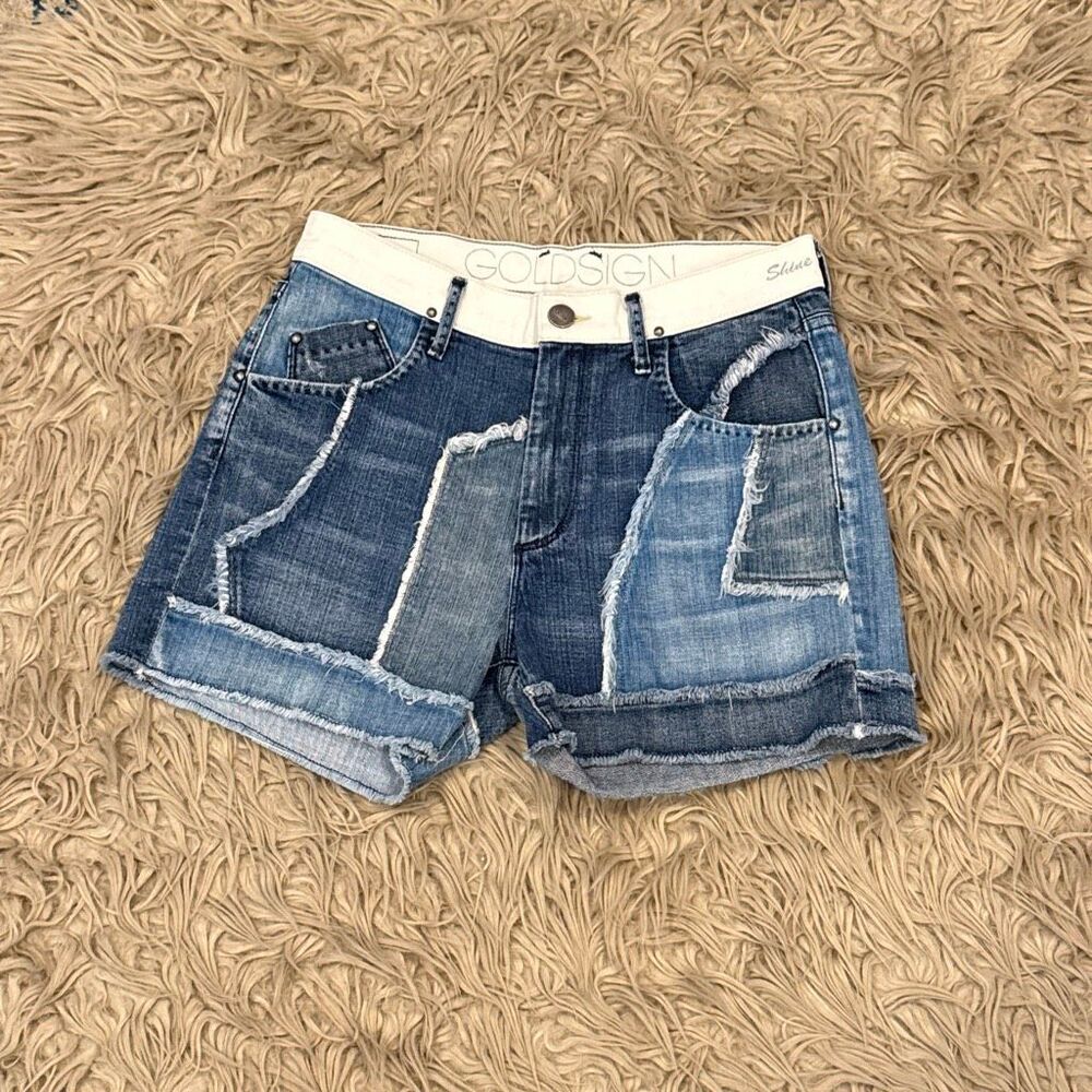 Goldsign denim patchwork shorts